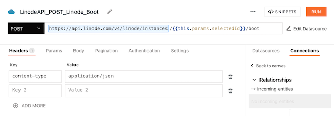 Query for booting a Linode instance Query for booting a Linode instance