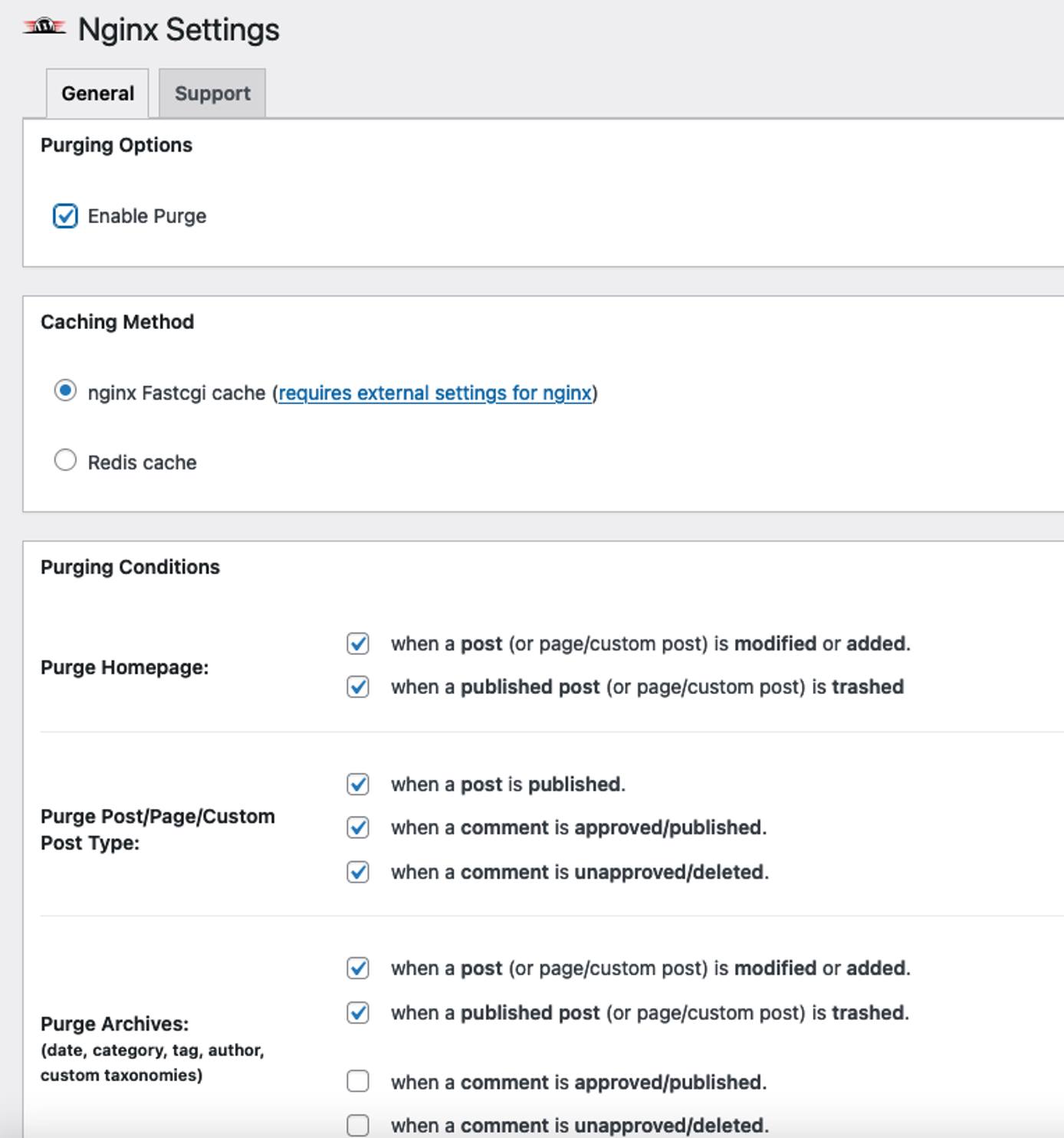 Configure the Nginx Helper settings Configure the Nginx Helper settings