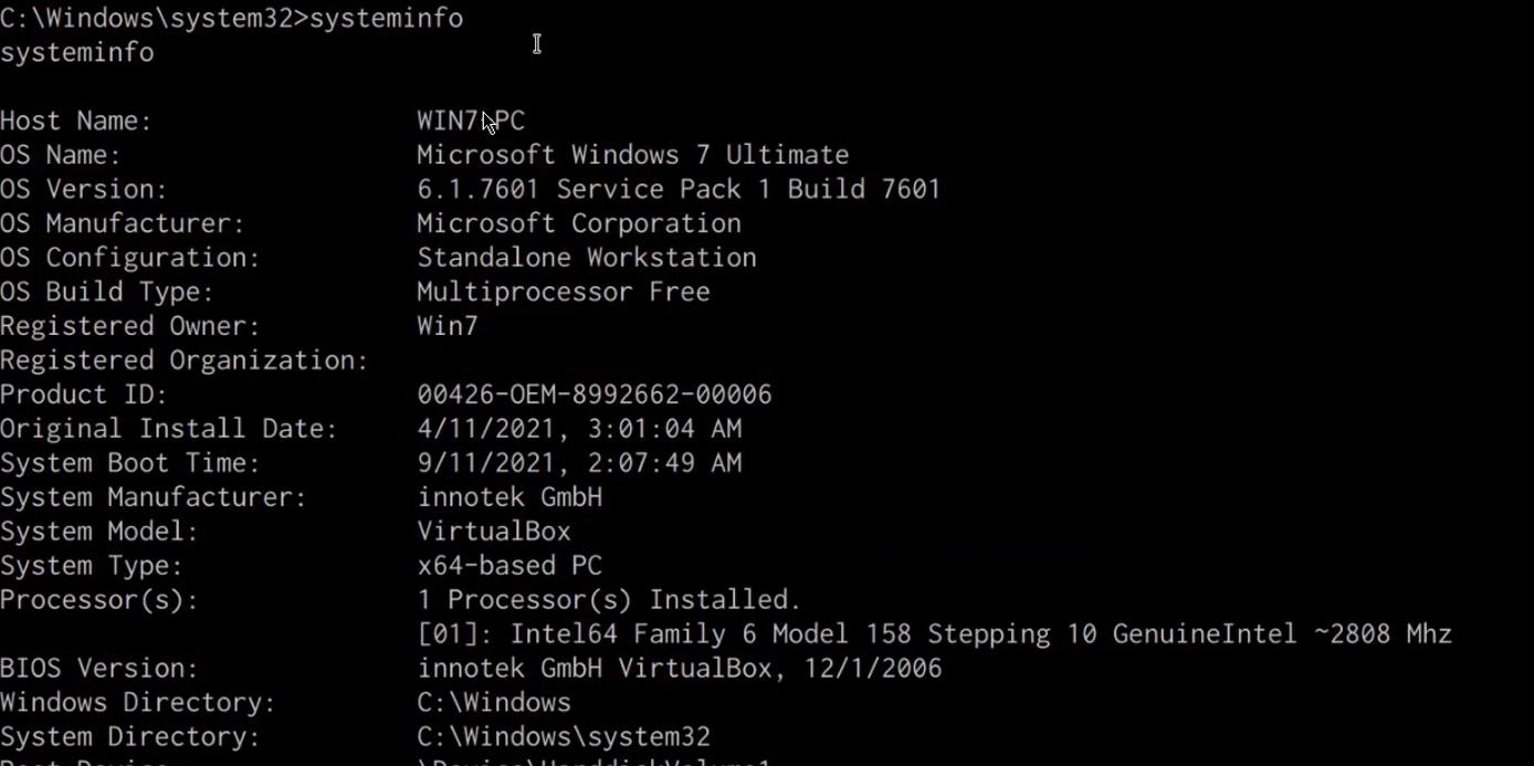 systeminfo output systeminfo output