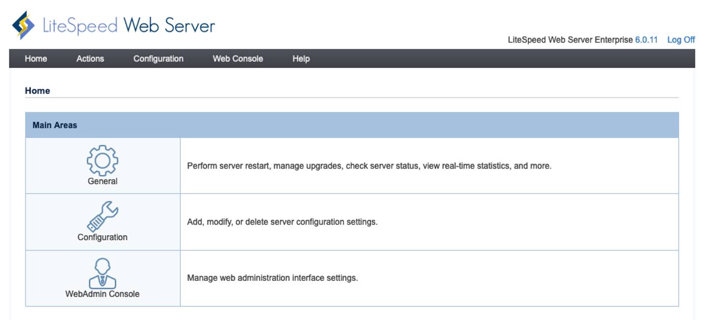 Screenshot of LiteSpeed WebAdmin Console Screenshot of LiteSpeed WebAdmin Console