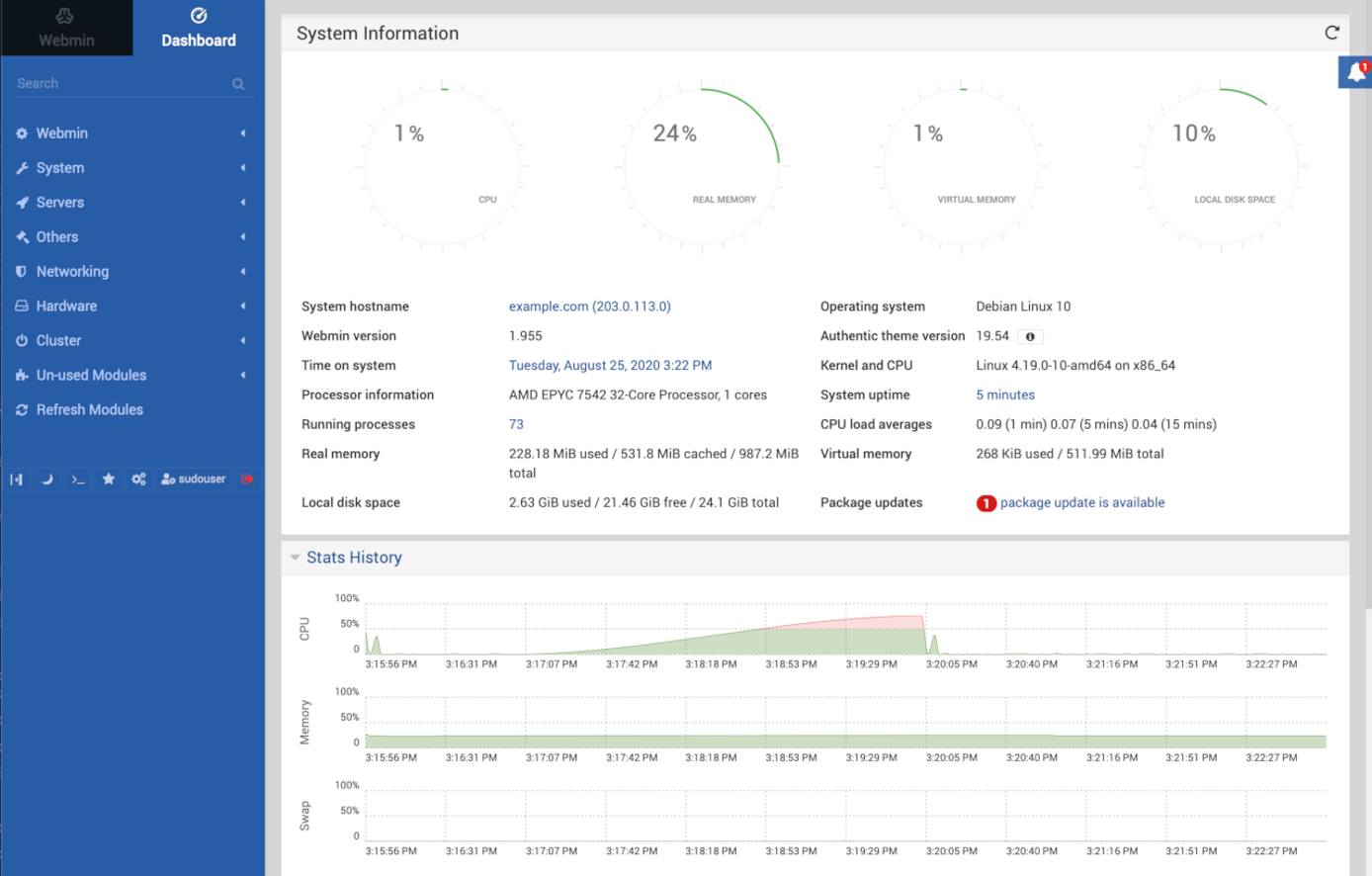Webmin Dashboard Webmin Dashboard